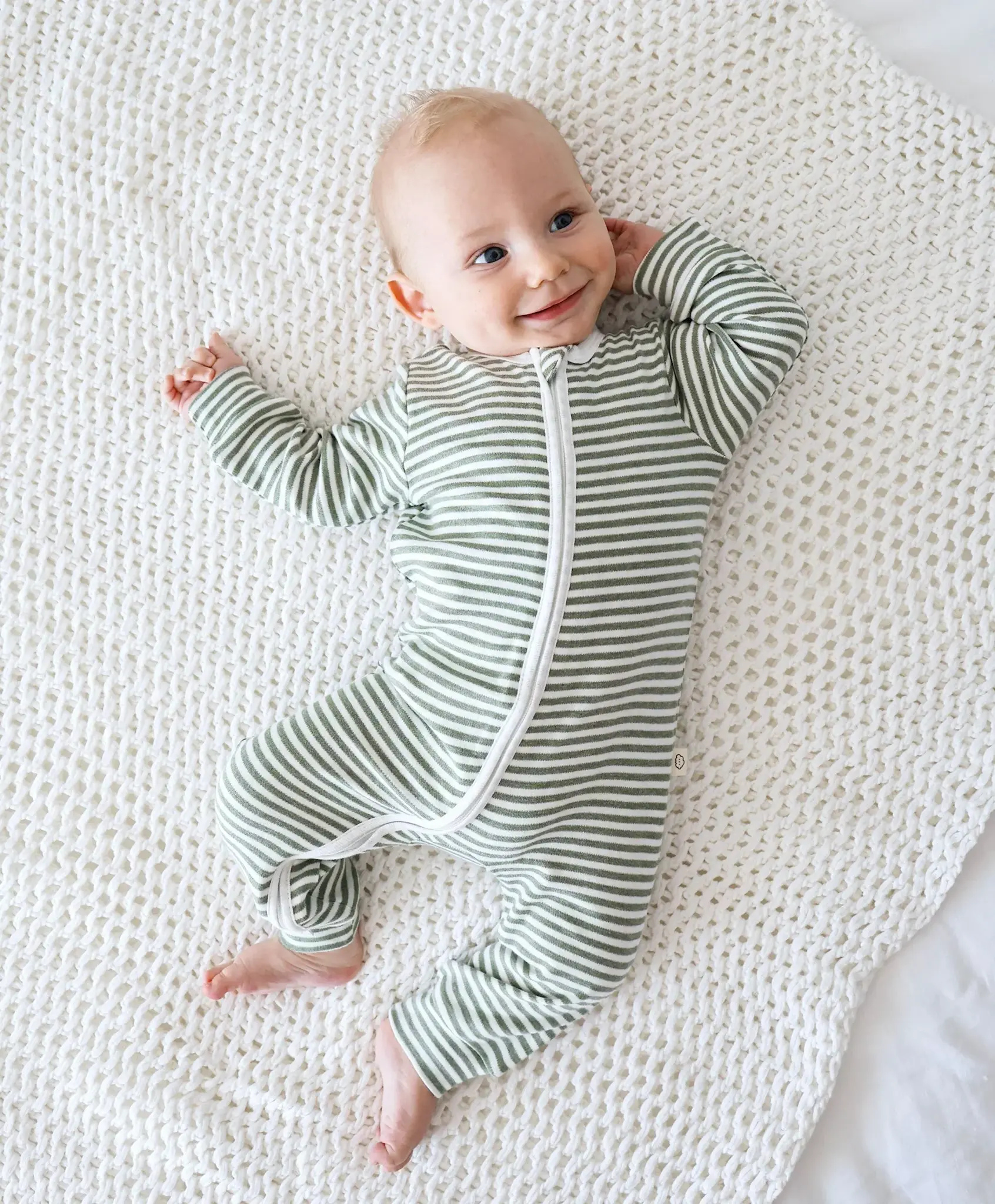 Lummi in Colour Lummi in Colour Organic Cotton Growsuit - Forest Green Stripes