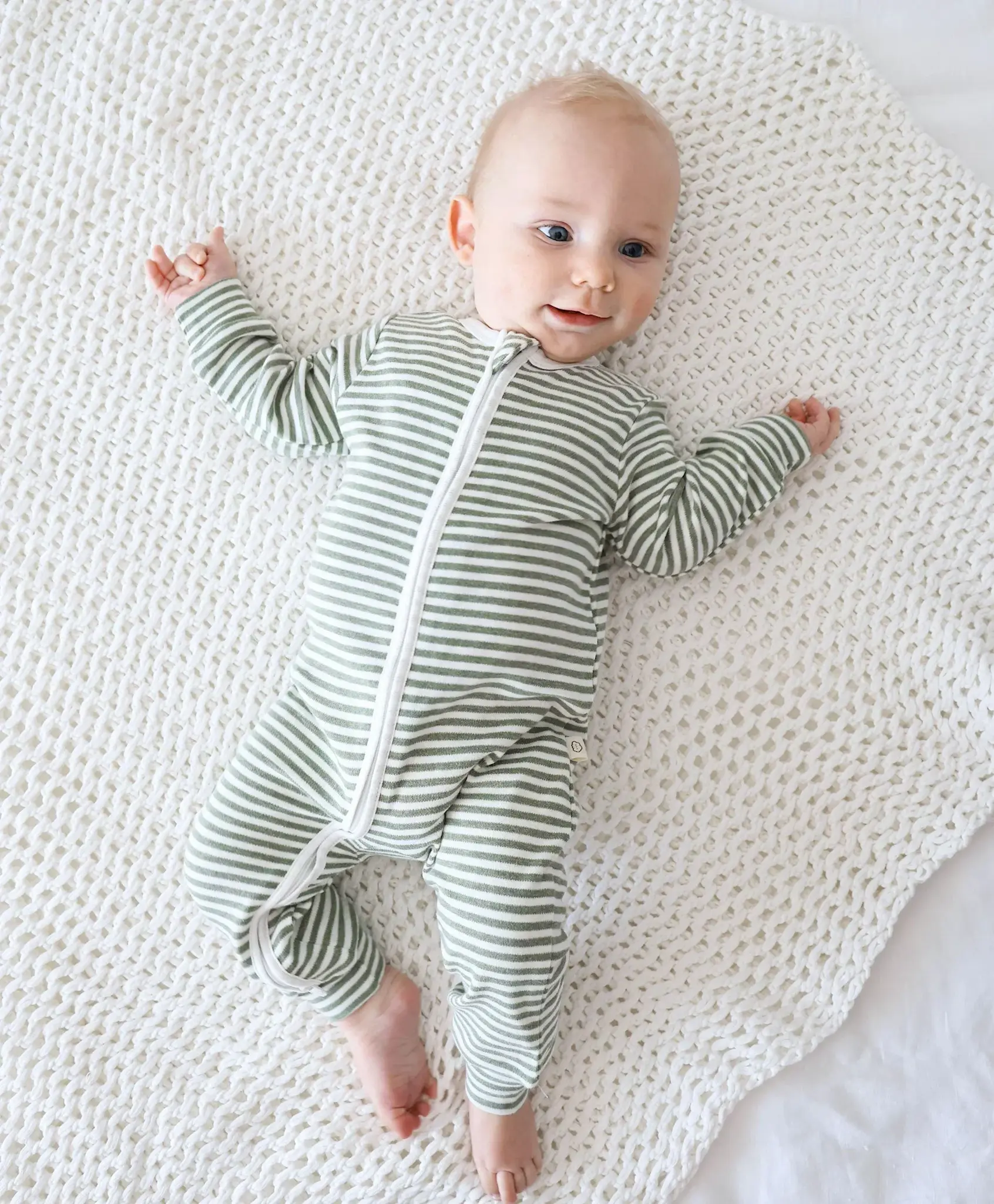Lummi in Colour Lummi in Colour Organic Cotton Growsuit - Forest Green Stripes