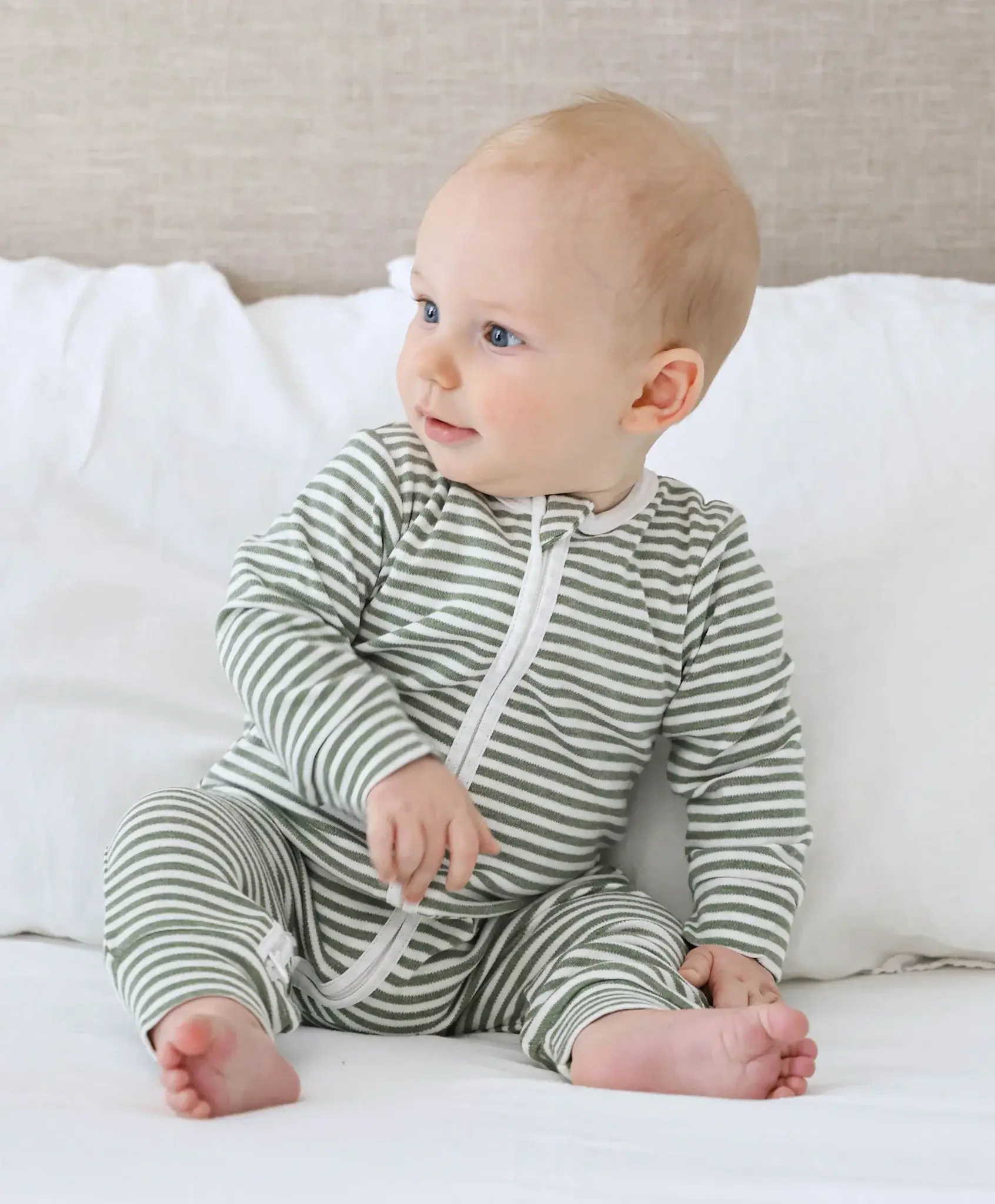 Lummi in Colour Lummi in Colour Organic Cotton Growsuit - Forest Green Stripes