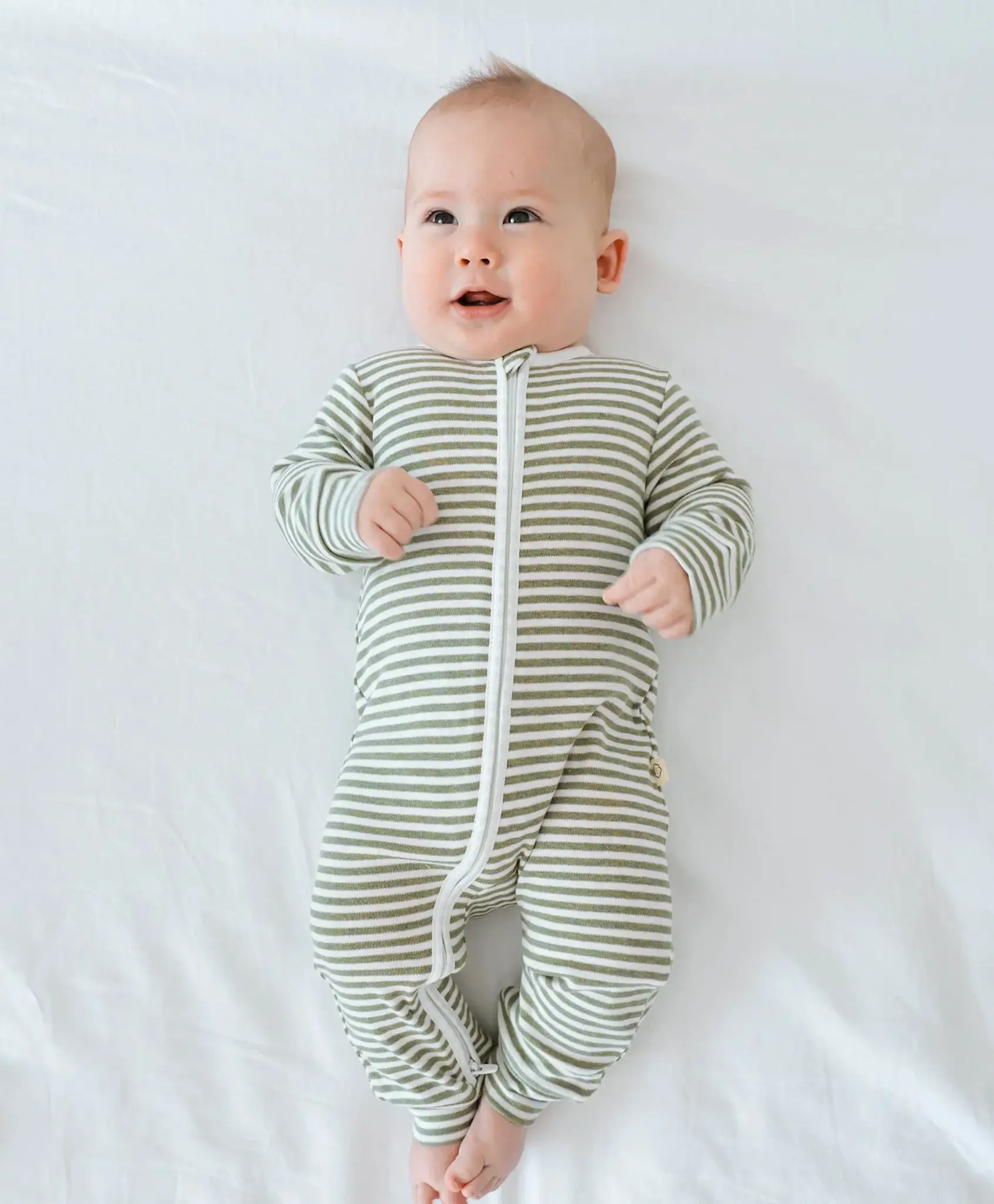 Lummi in Colour Lummi in Colour Organic Cotton Growsuit - Forest Green Stripes