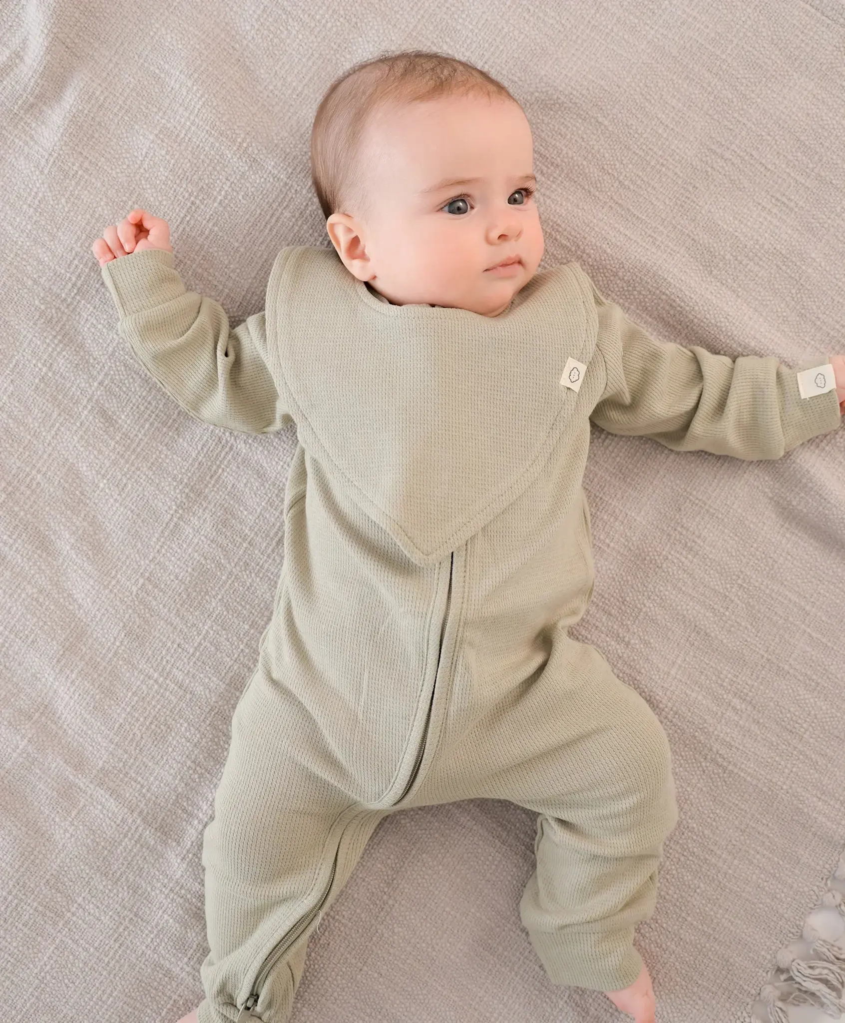 Lummi in Colour Lummi in Colour Organic Cotton Organic Cotton Waffle Growsuit - Sage Green
