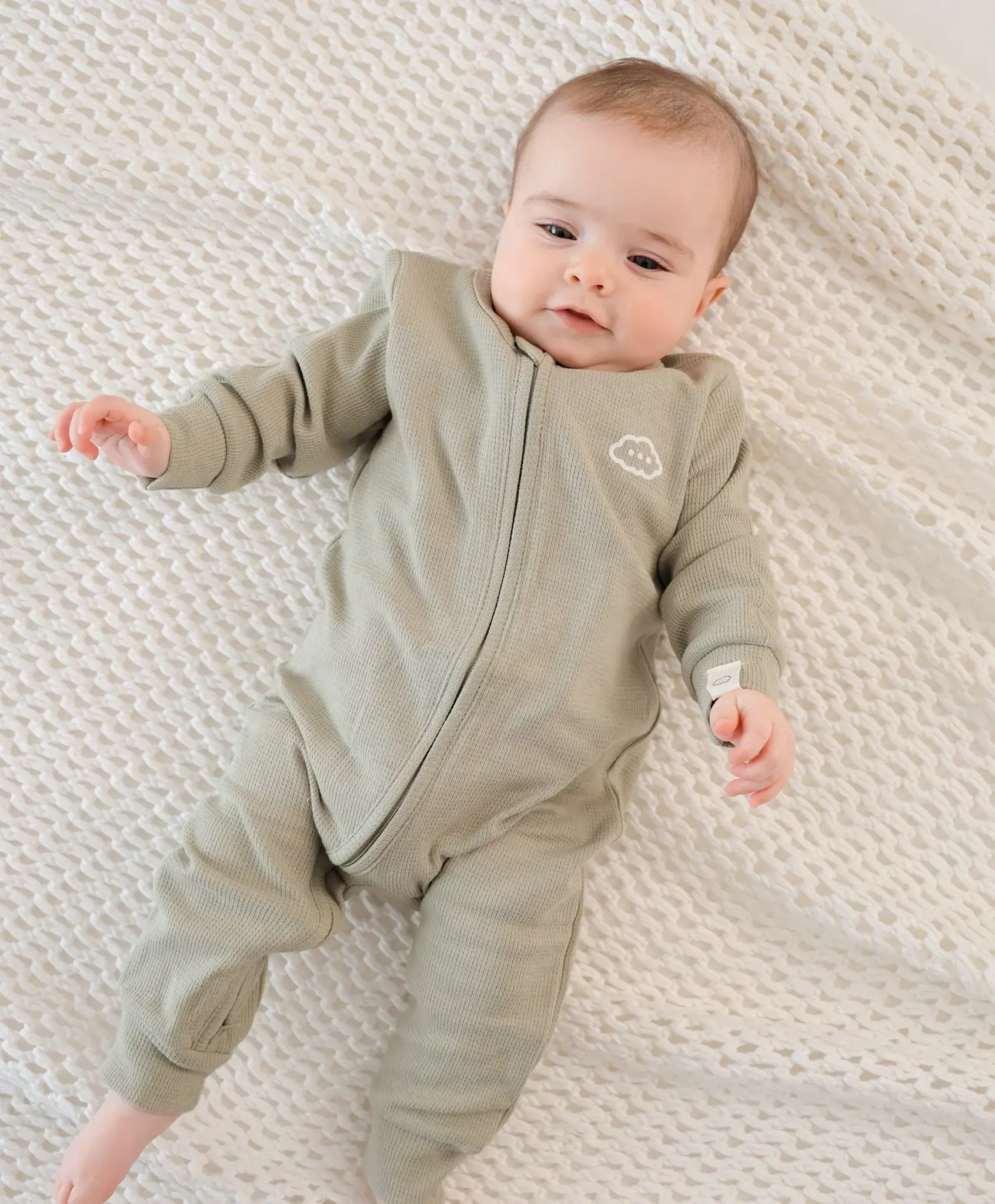 Lummi in Colour Lummi in Colour Organic Cotton Organic Cotton Waffle Growsuit - Sage Green