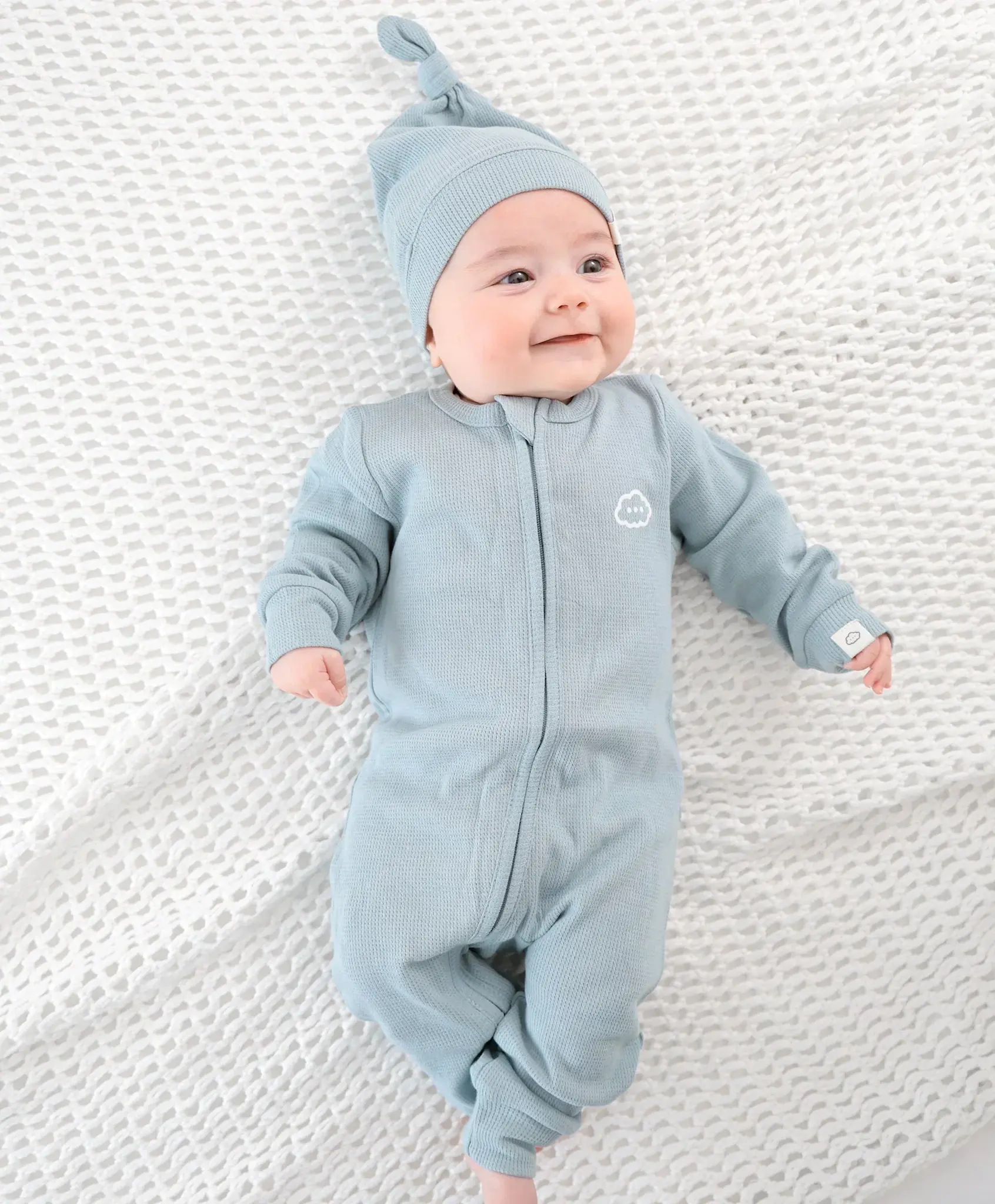 Lummi in Colour Lummi in Colour Organic Cotton Organic Cotton Waffle Growsuit - Dusk Blue
