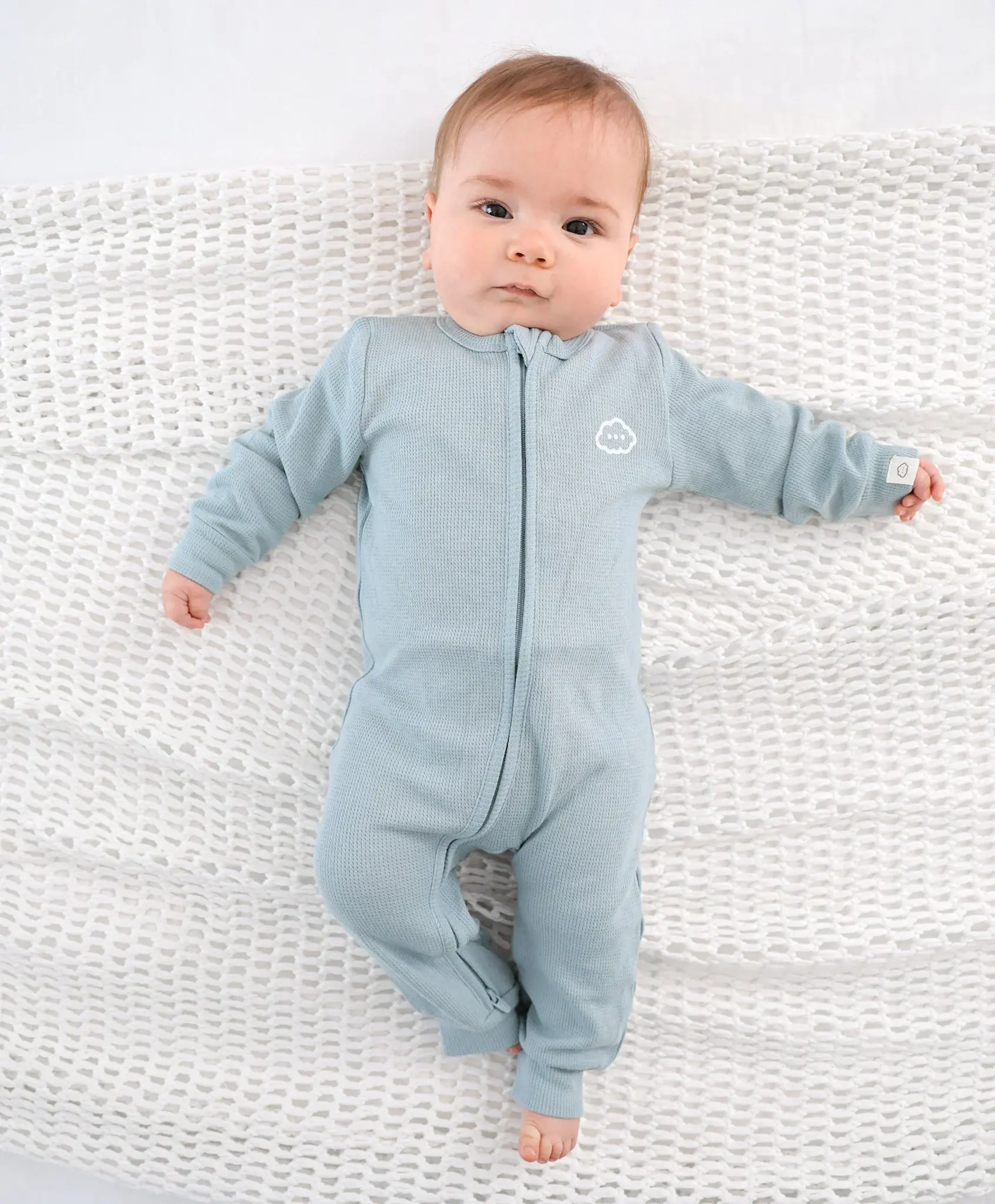 Lummi in Colour Lummi in Colour Organic Cotton Organic Cotton Waffle Growsuit - Dusk Blue