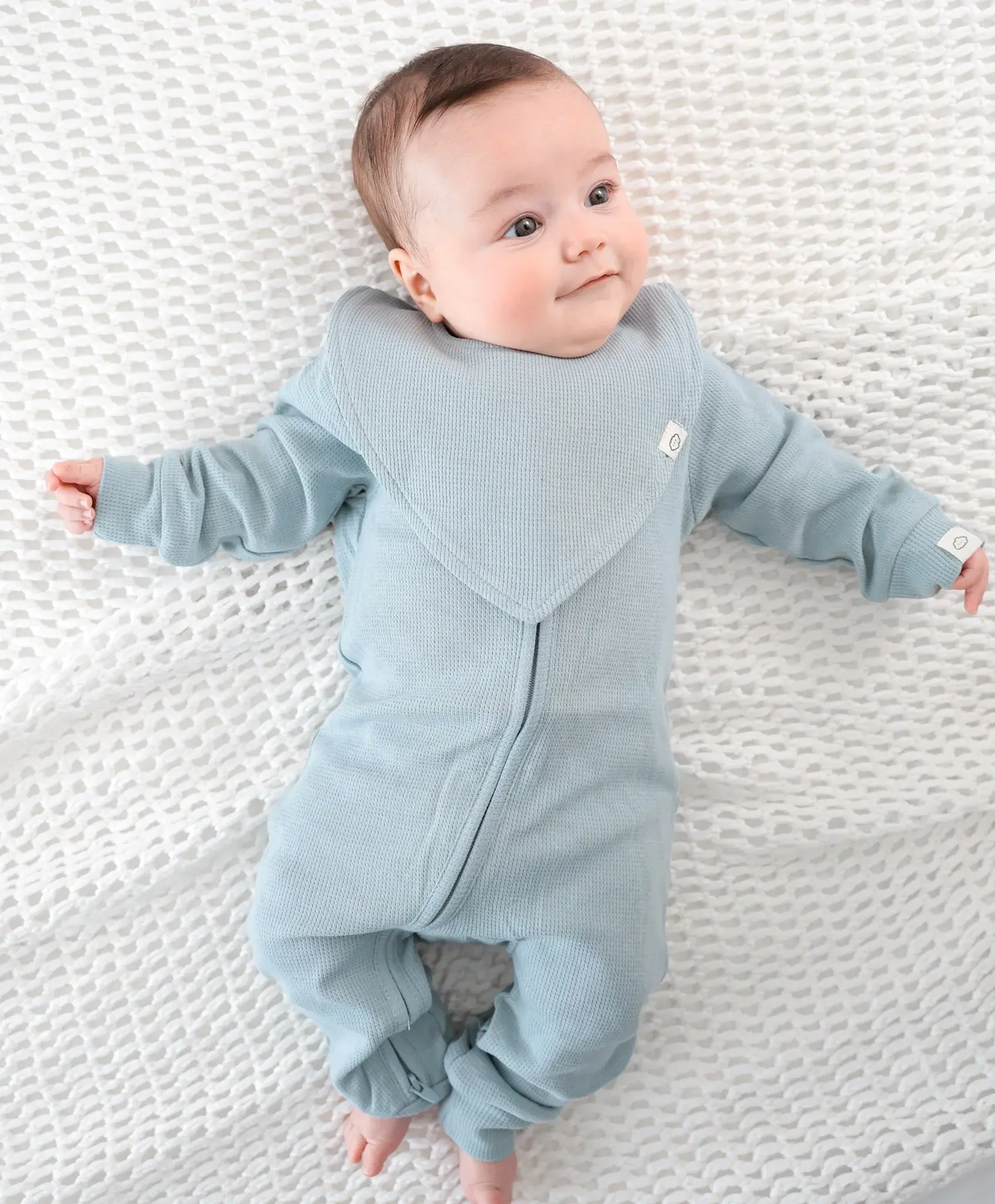 Lummi in Colour Lummi in Colour Organic Cotton Organic Cotton Waffle Growsuit - Dusk Blue
