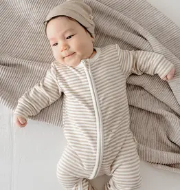 Lummi in Colour Lummi in Colour Organic Cotton Zip Growsuit - Oat Stripes