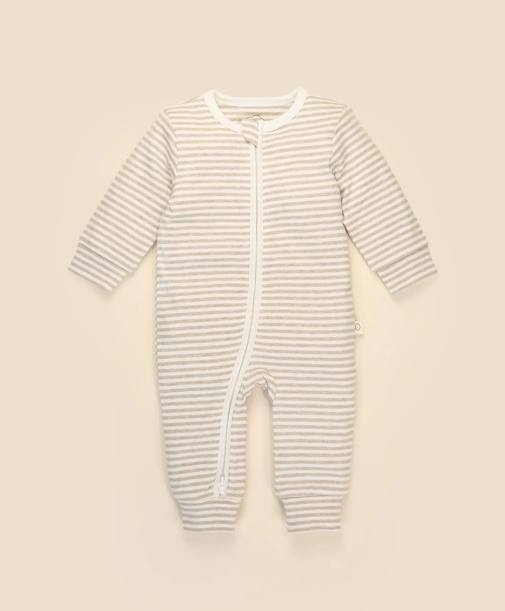 Lummi in Colour Lummi in Colour Organic Cotton Zip Growsuit - Oat Stripes