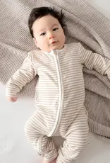 Lummi in Colour Lummi in Colour Organic Cotton Zip Growsuit - Oat Stripes