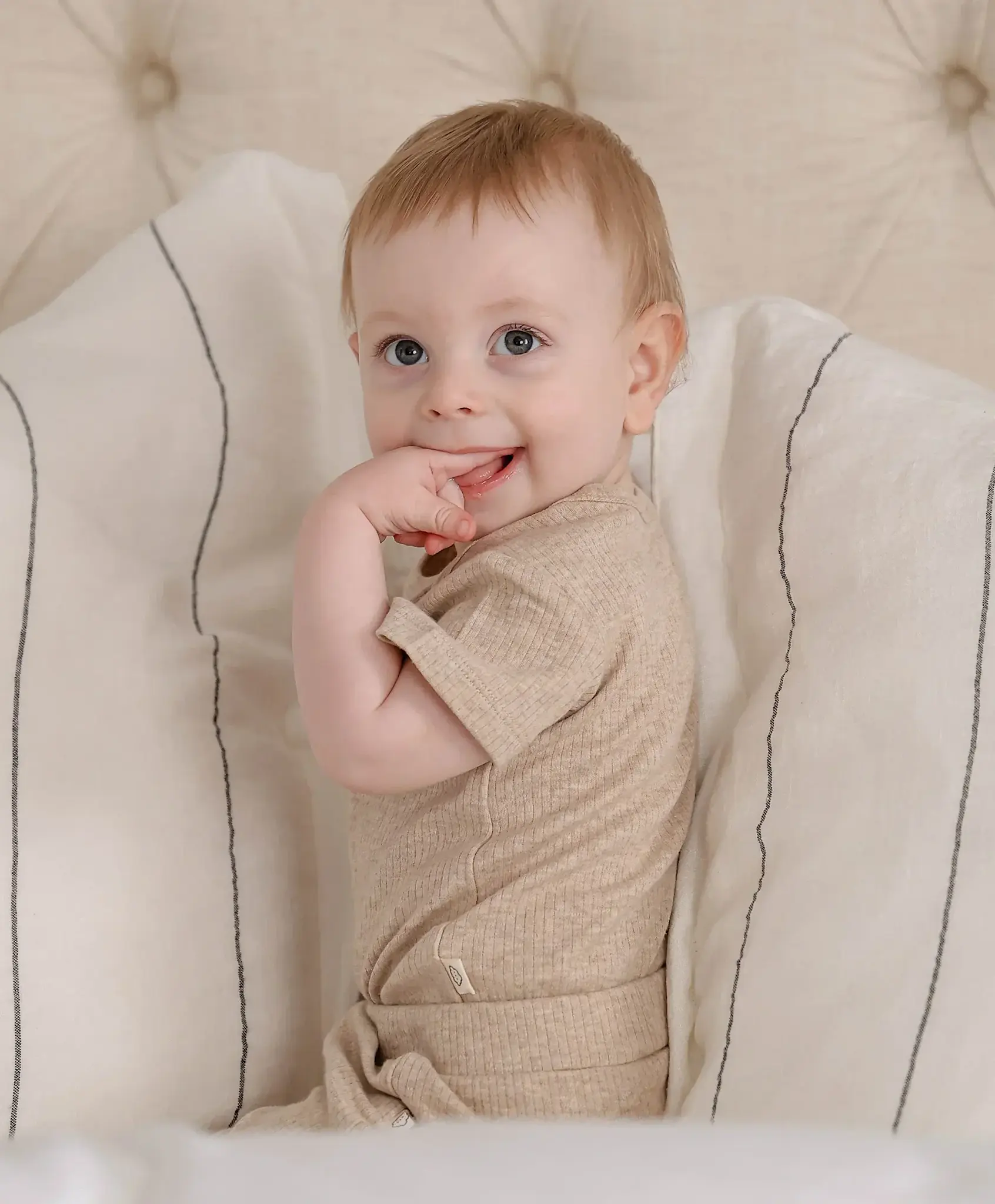 Lummi in Colour Lummi in Colour Organic Cotton Short Sleeve Bodysuit - Heather Oat