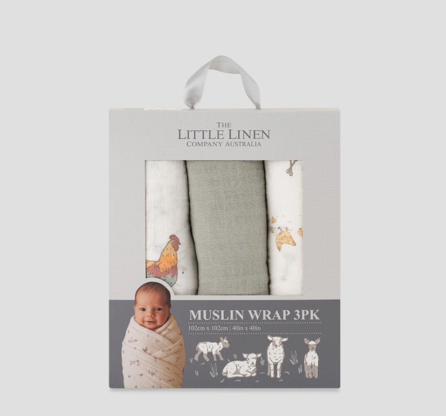 Little Linen Little Linen Muslin Wraps 3PK