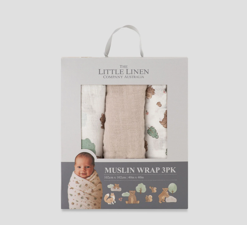 Little Linen Little Linen Muslin Wraps 3PK