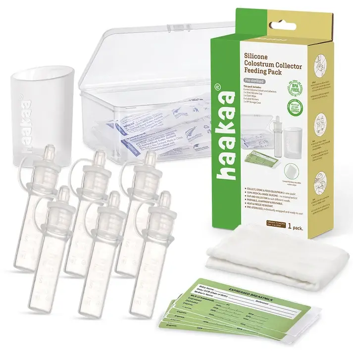 Haakaa Haakaa Silicone Colostrum Collector Sets (pre-sterilised) 6 x 4ml Collectors + 1 x 30ml Feeding Cup