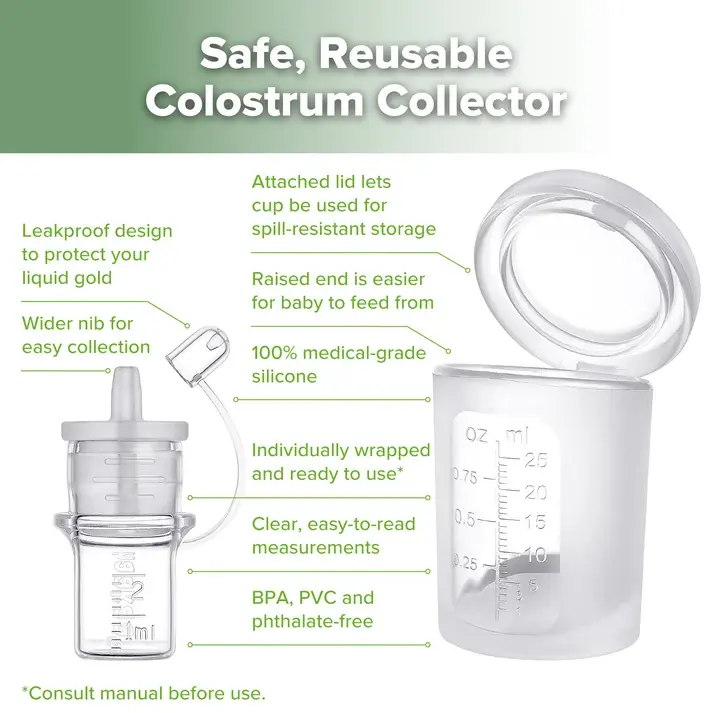 Haakaa Haakaa Silicone Colostrum Collector Sets (pre-sterilised) 6 x 4ml Collectors + 1 x 30ml Feeding Cup