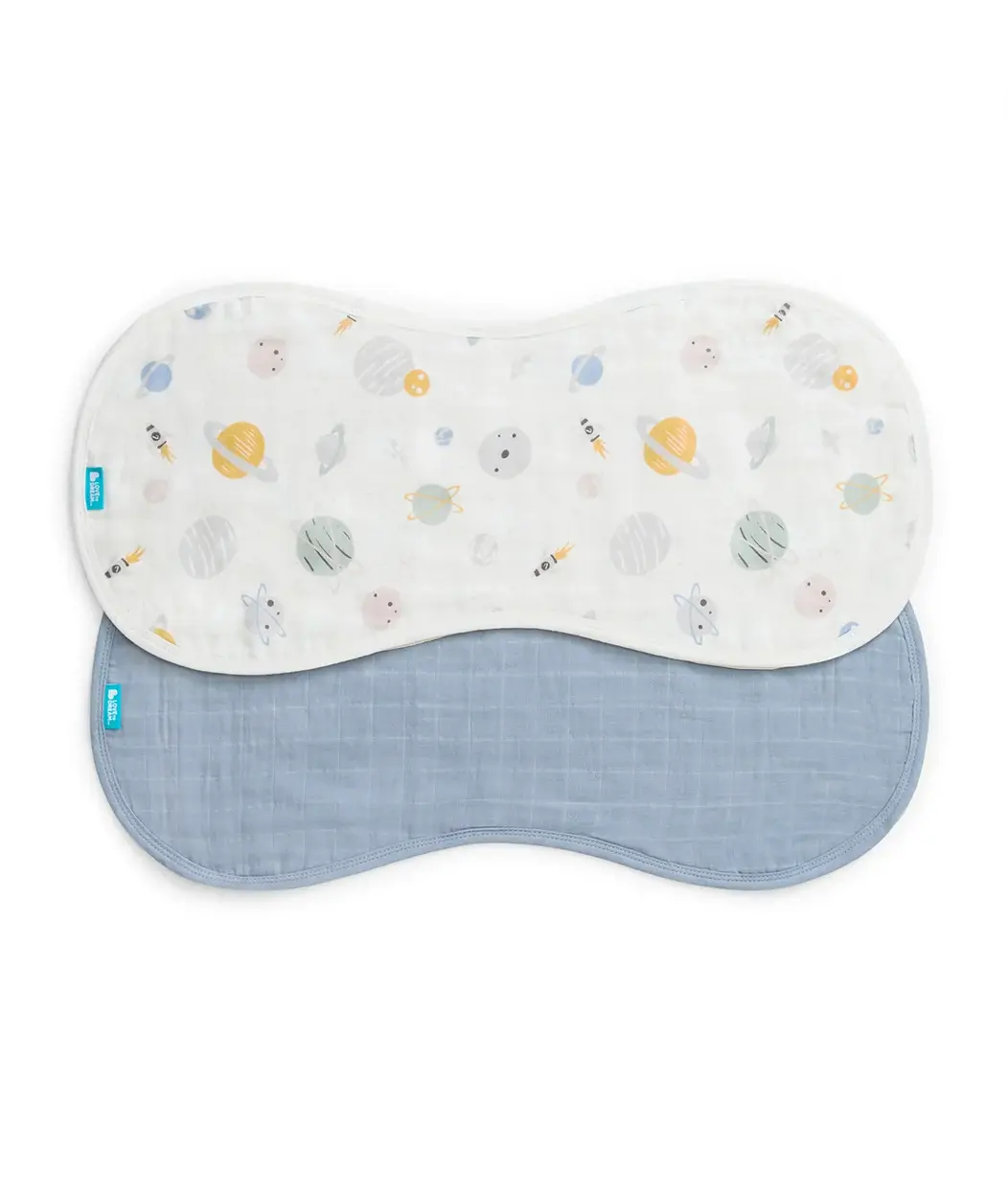 Love To Dream Love to Dream Burp Cloth 2 Pack Mist Blue Rocket