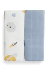 Love To Dream Love to Dream Burp Cloth 2 Pack Mist Blue Rocket