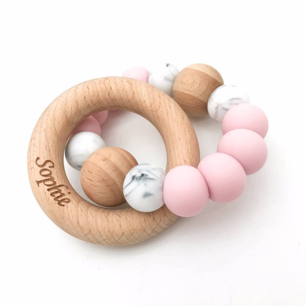 OneChewThree OneChewThree Single Silicone Beech Wood Teether