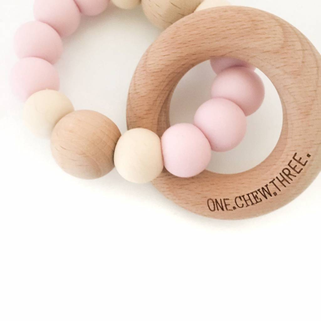 OneChewThree OneChewThree Single Silicone Beech Wood Teether