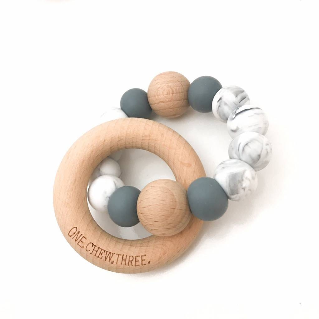 OneChewThree OneChewThree Single Silicone Beech Wood Teether