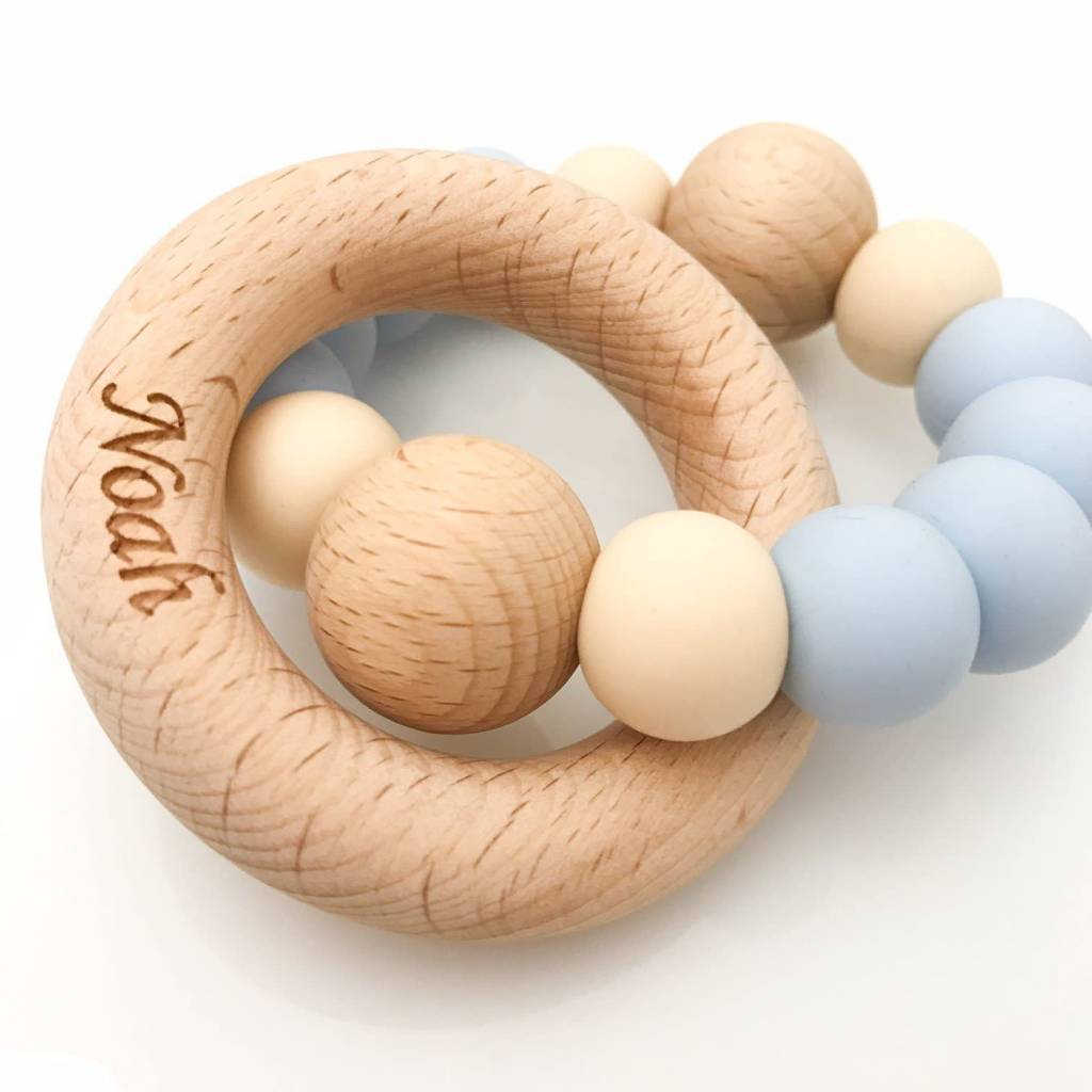 OneChewThree OneChewThree Single Silicone Beech Wood Teether