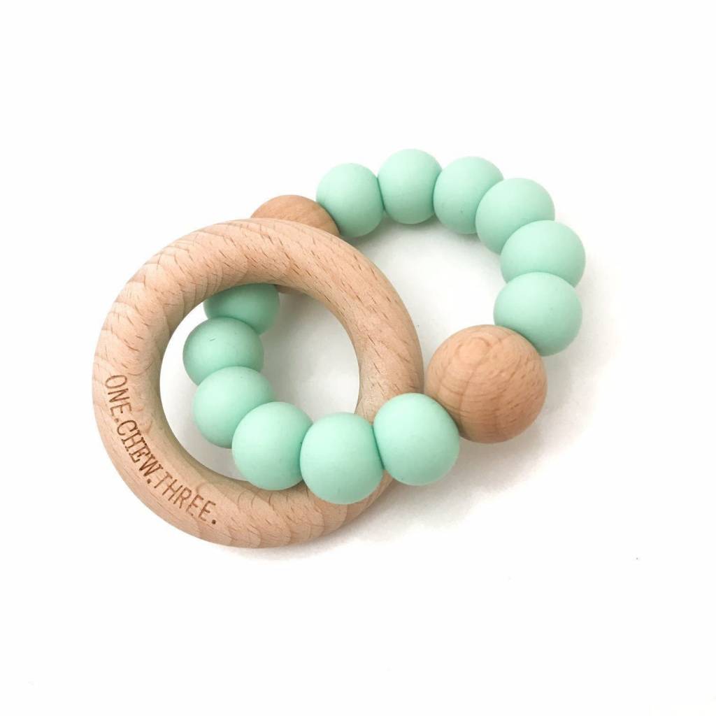 OneChewThree OneChewThree Single Silicone Beech Wood Teether