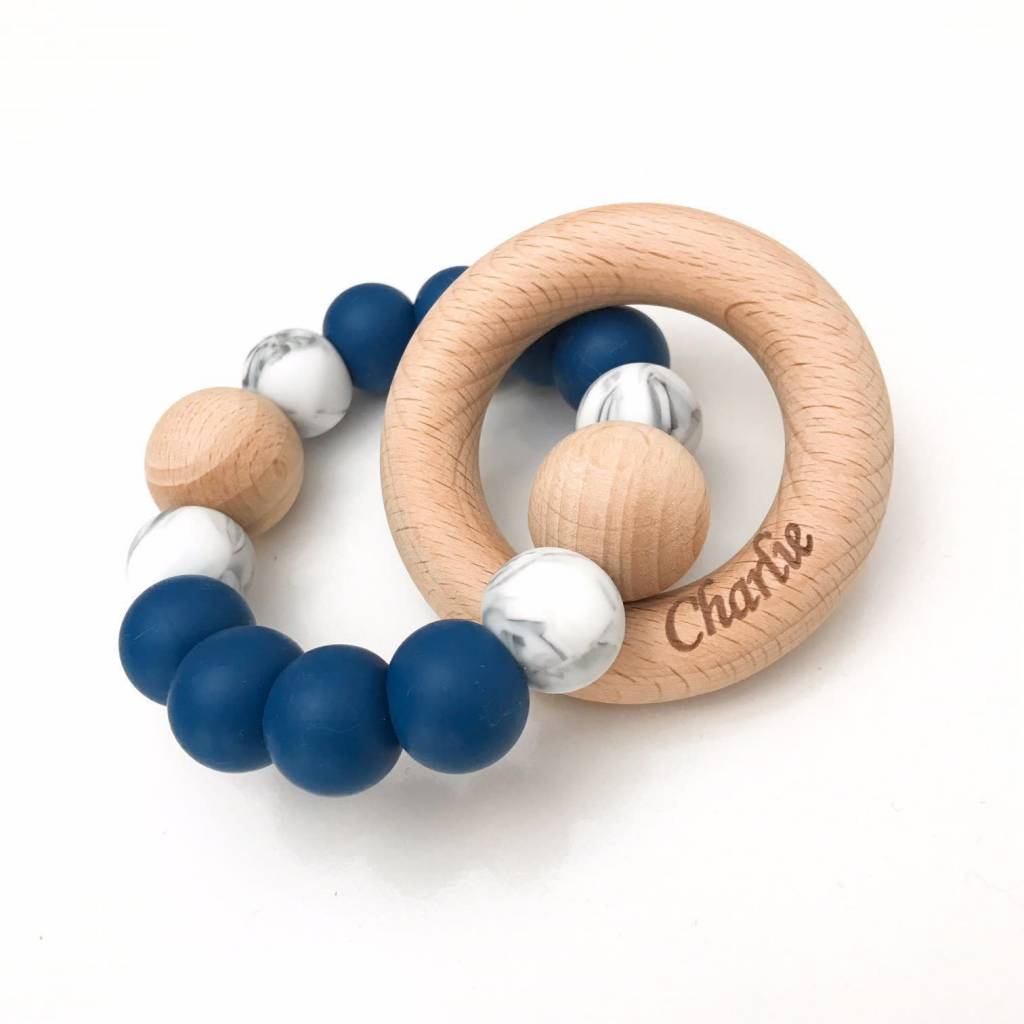 OneChewThree OneChewThree Single Silicone Beech Wood Teether