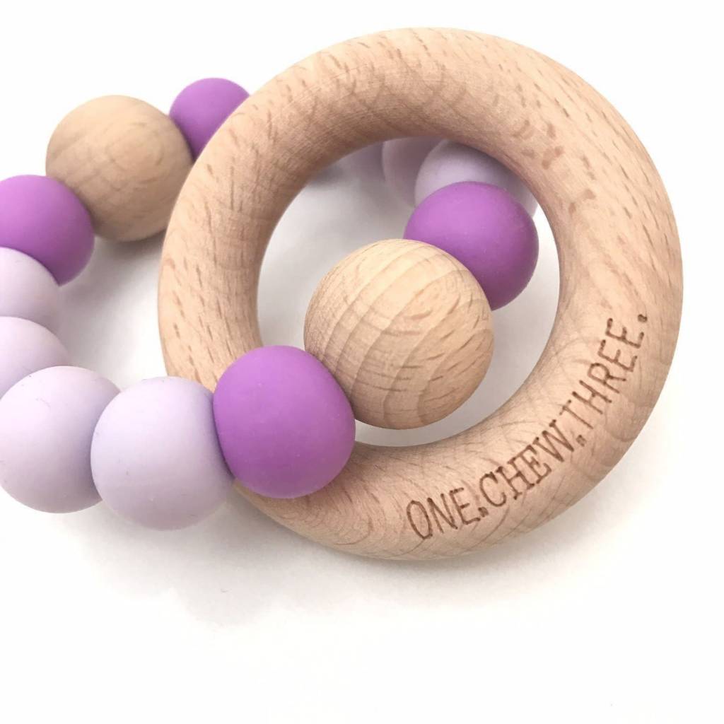 OneChewThree OneChewThree Single Silicone Beech Wood Teether