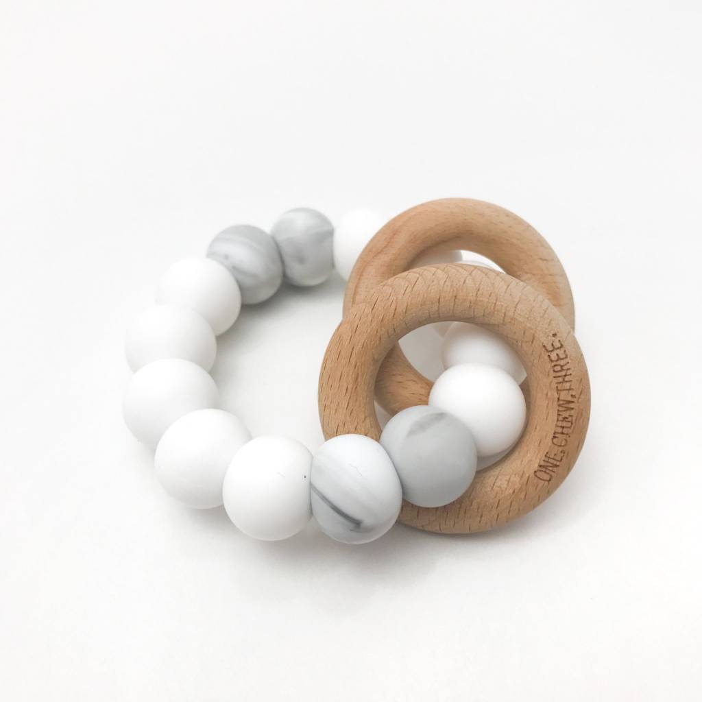 OneChewThree OneChewThree Rattle Silicone and Wood Teether