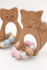 OneChewThree OneChewThree Fox/Owl/Bear Silicone Beech Wood Teether
