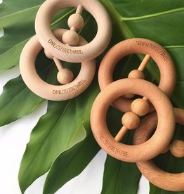 OneChewThree OneChewThree Natural Beech Wood Rattle Teether