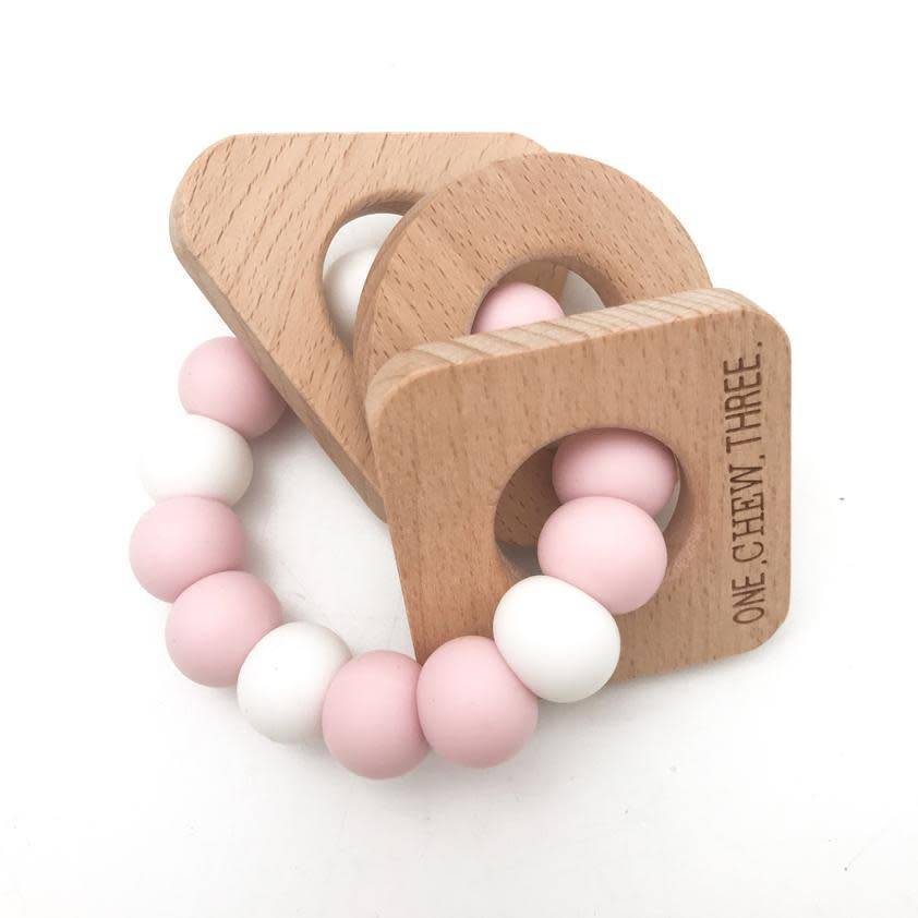 OneChewThree OneChewThree Shapes Silicone and Beech Wood Teether