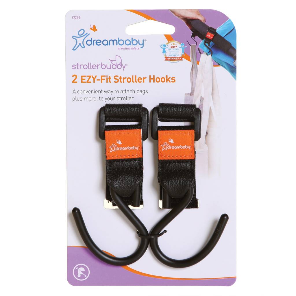 Dreambaby Dreambaby Strollerbuddy Ezy-Fit Stroller Hooks 2 Pack - Black