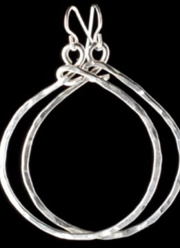 Something Chariming Simple Oval Hammered Hoop with a Twist