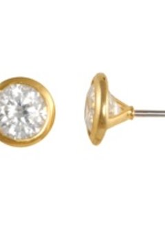 5mm Nickel Free Bezel Set CZ Gold Stud Earrings