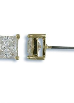 6mm Nickel Free Square CZ Stud Earrings Gold