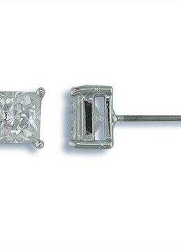 6mm Nickel Free Square CZ Stud Earrings Silver