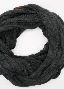 Dark Grey Winter Knit Infinity Scarf