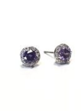 Premium CZ Birthstone Earrings-February