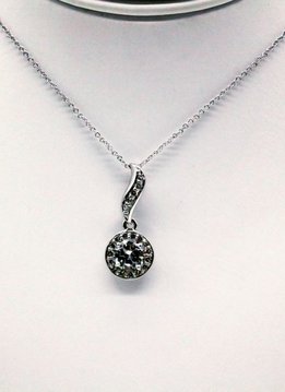 Round Cubic Zirconium Pendant with 1 inch Drop and an 18inch Chain
