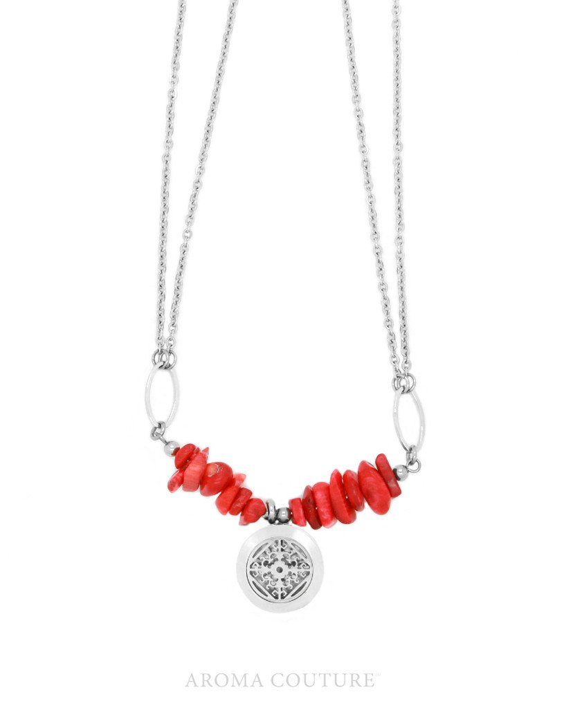 Adelle Red Jase Diffuser Necklace 16”