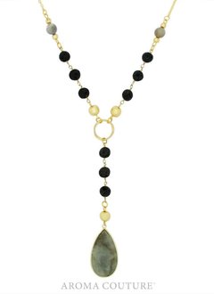 24” Lacy Labradorite/Lava Diffuser Necklace
