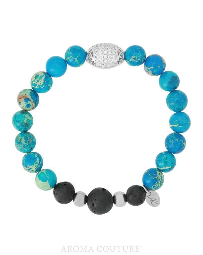 Ocean Blue Jasper/Lava Diffuser Bracelet Small