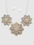 Two Toned Silver and Gold Flower Necklace