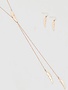 Long Rose Gold Necklace with Feathers