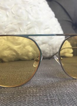 Trendy Silver Thin Framed Sunglasses with Yellow Lenses.