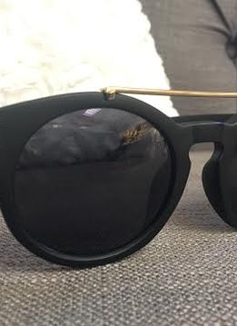 Matte Black Sunglasses with Gold Bar
