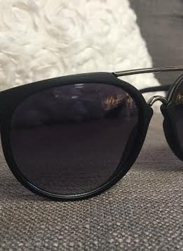 Matte Black Sunglasses with Gunmetal Bar