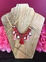 Red and Pink Cord Wrapped Ball and Tassel Necklace