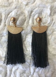 Gold and Black Fringe Tassel Earring