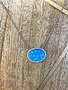 Sterling Silver Oval Blue Opal and CZ Neckolace