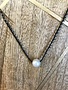 Maui Hand Made White Pearl Choker with Braided Black Bead Rope